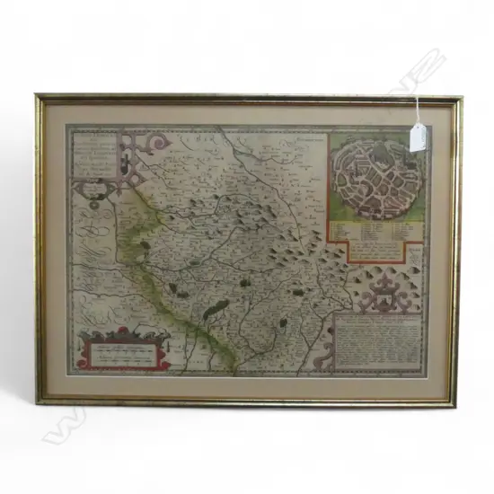  FRAMED MAP OF THE LIMOGES REGION FRANCE 340x390