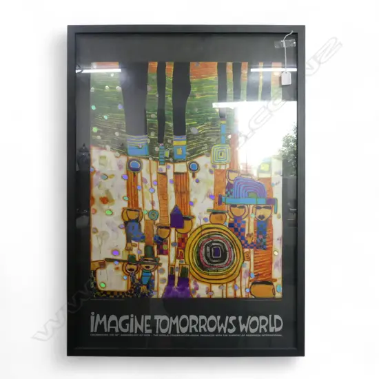 HUNDERTWASSER PRINT 'IMAGINE TOMORROWS WORLD' 825x580mm