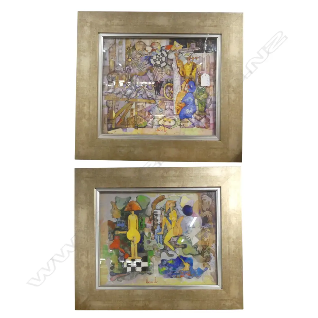 PR HOVIK MURADIAN PRINTS w. OIL TOUCH UPS, 275x325mm 1 w. GLASS CRACKED Image 1++