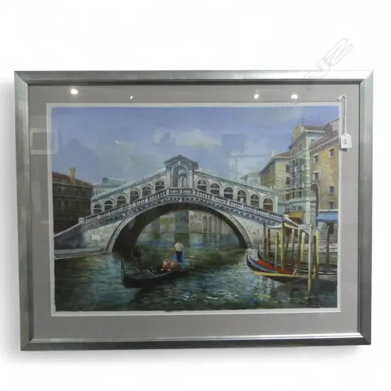 ARTIST UNKNOWN, PONTE DI RIALTO VENICE, ACYRLIC ON CANVAS 525x730mm 