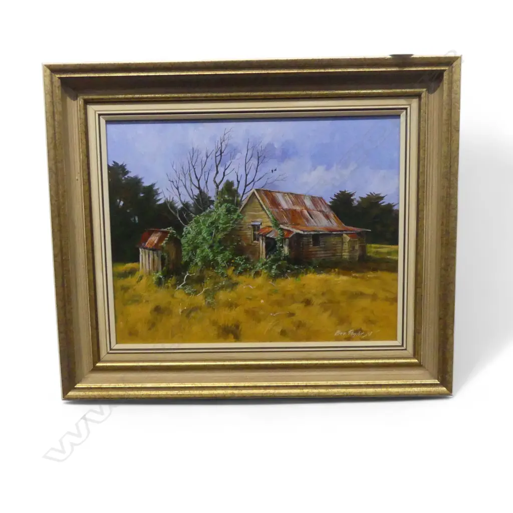 BEV TAYLOR, OLD SHED, OIL ON BOARD '78 285x365mm Image 1++
