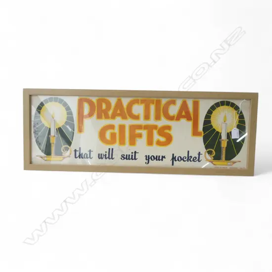 VINTAGE SHOP SIGN PRINT 'PRACTICAL GIFTS' H.235x740mm