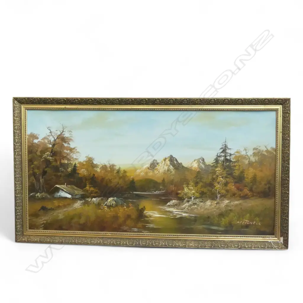 SIGNED MITCHELL ALPINE LANDSCAPE OIL ON CANVAS BOARD 590 X 1190MM Image 1++