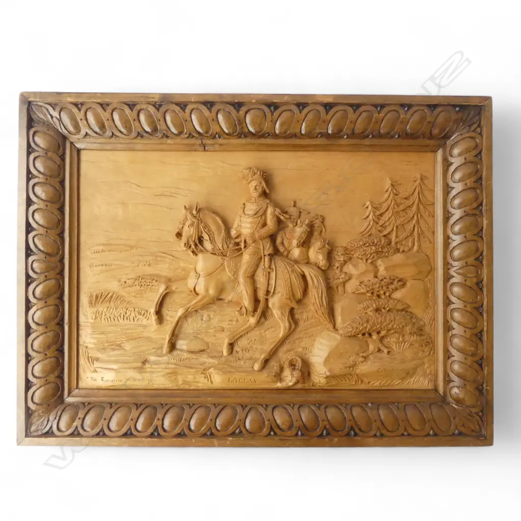 G NORDSTROM 'KARL XV' 1906 CARVED WOODEN PANEL 270 X 400MM Image 1++