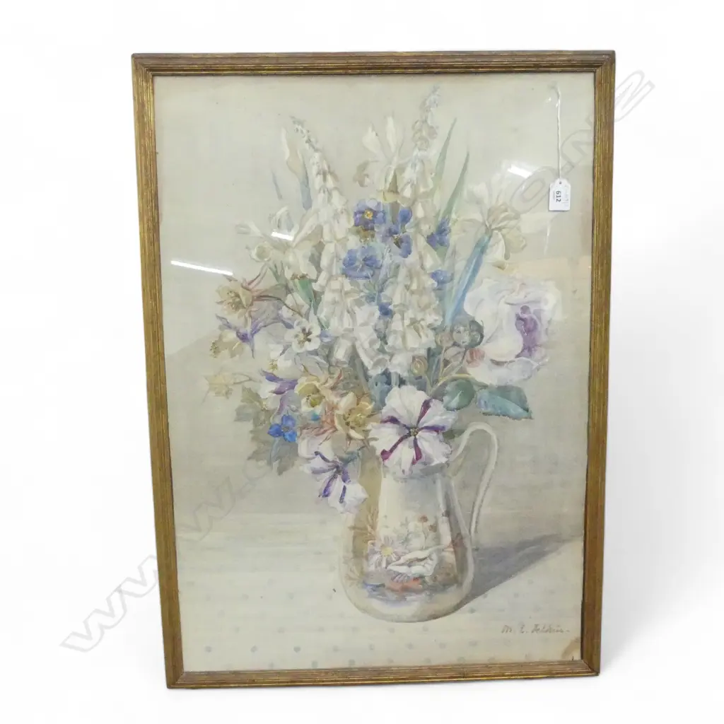 M. E. FELKIN 'WHITE FOXGLOVES' FLORAL STILL LIFE WC 715x500mm Image 1++