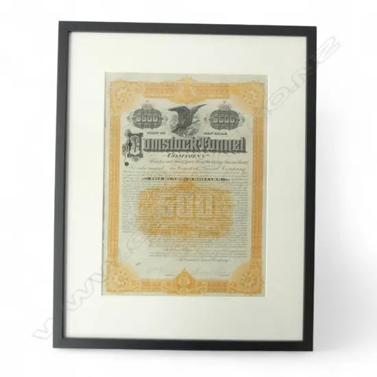 FRAMED U.S.A. COMSTOCK TUNNEL BOND $500 340x240mm