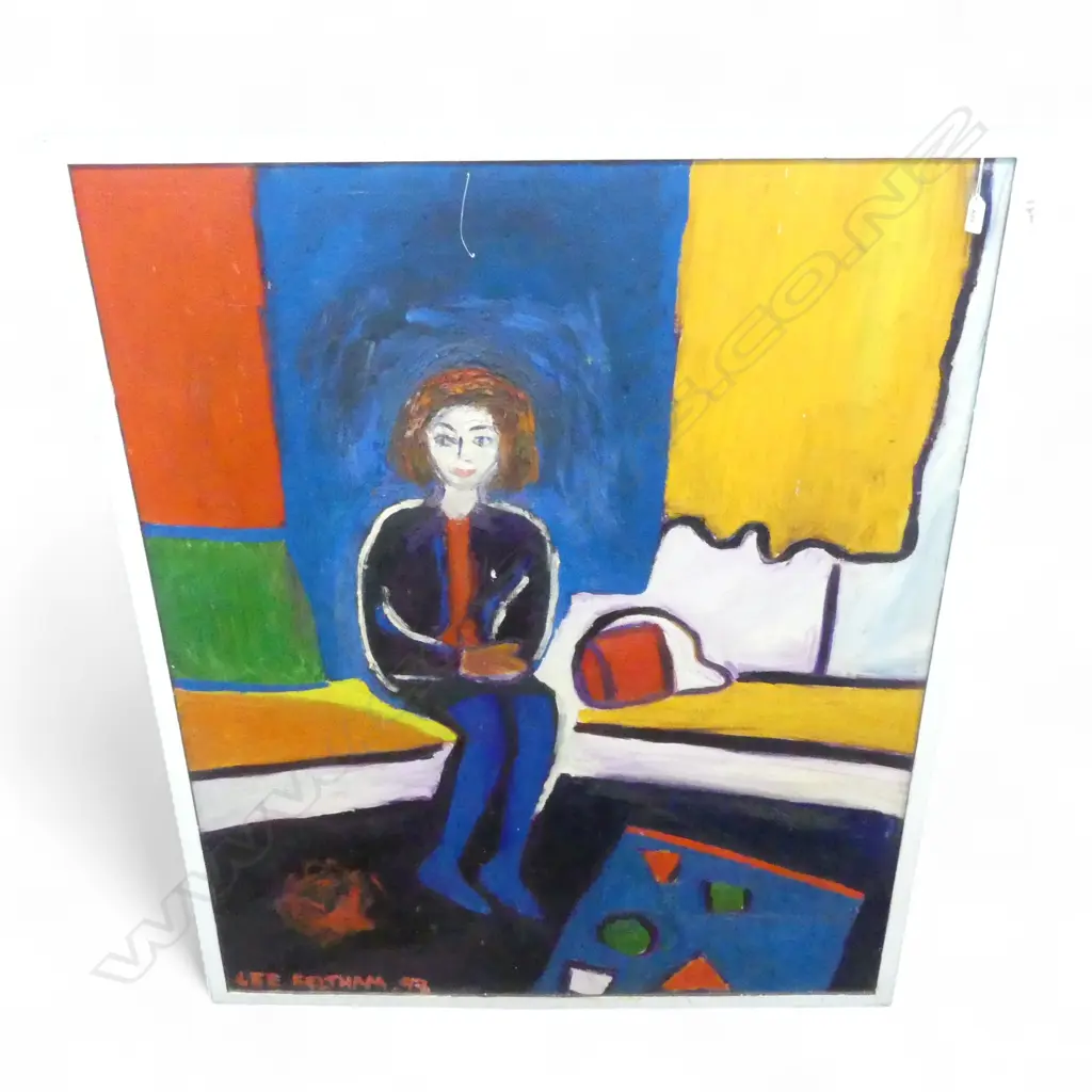LEE FELTHAM, SEATING LADY, ACRYLIC ON BOARD, FRAMED & SIGNED 93', 1160 X 940MM provenance below Image 1++