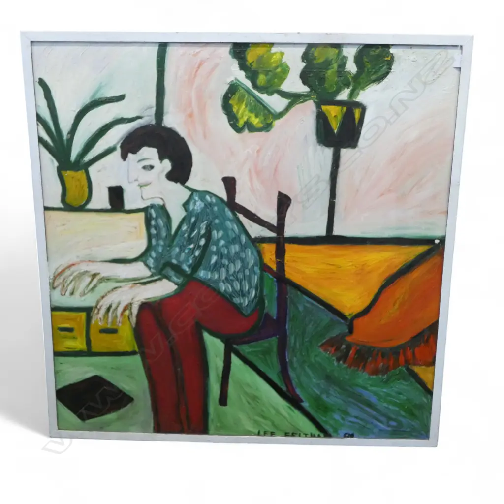 LEE FELTHAM, MAN PLAYING FAKE PIANO, ACRYLIC ON BOARD, FRAMED SIGNED & DATED 00', 1160 X 1160MM Image 1++