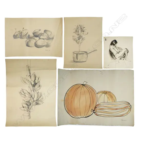 Denis Knight Turner (NZ 1924-2011) five drawings,