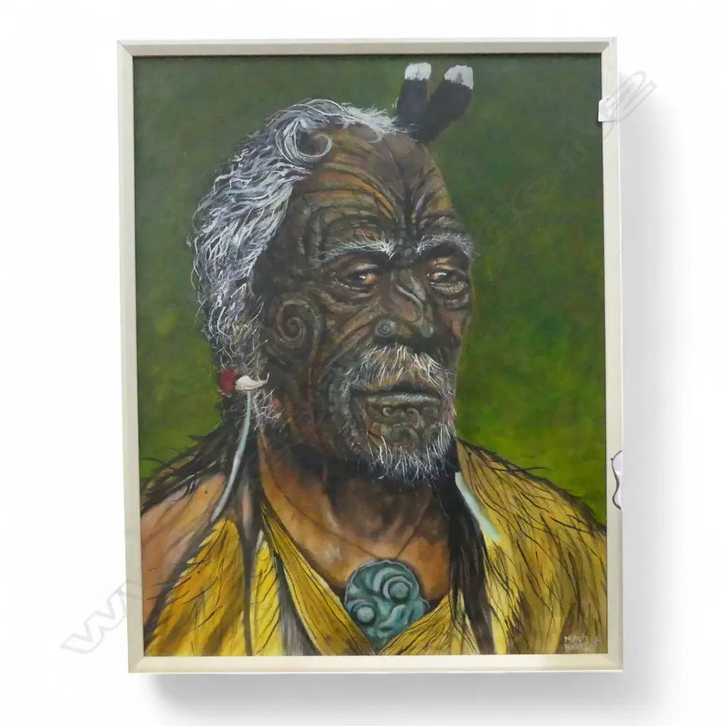 MAORI PORTRAIT OIL ON CANVAS 650x880mm Image 1++
