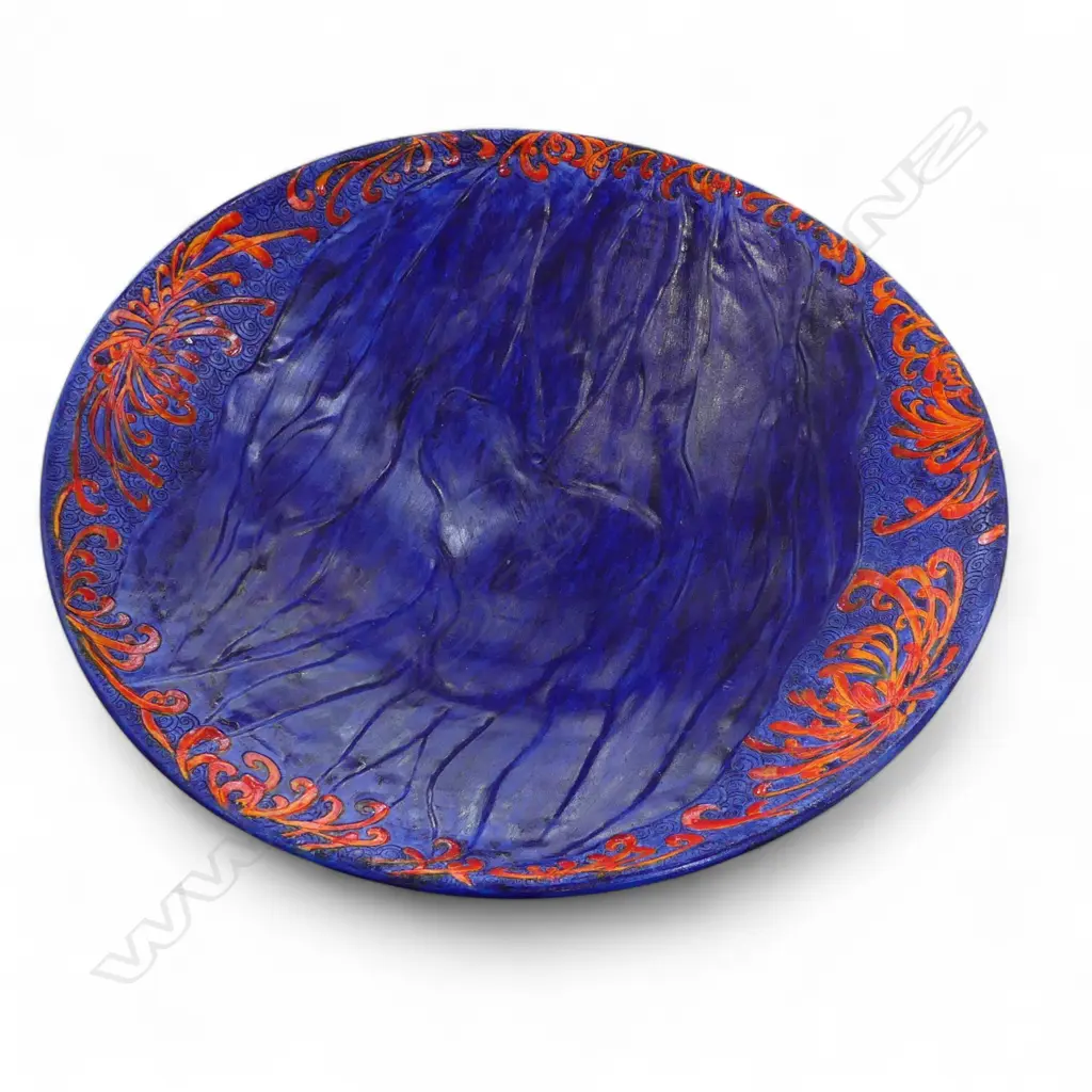 KEUM SUN LEE BLUE & RED WIDE BOWL, Dia.370mm, unglazed not suitable for food Image 1++
