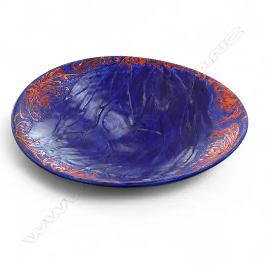 KEUM SUN LEE BLUE & RED WIDE BOWL, Dia.370mm, unglazed not suitable for food