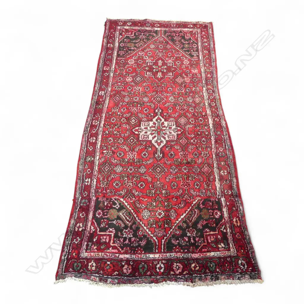 IRANIAN HAMADAN HAND KNOTTED WOOL PILE RUG 2560 x 1100mm SHORTENED Image 1++