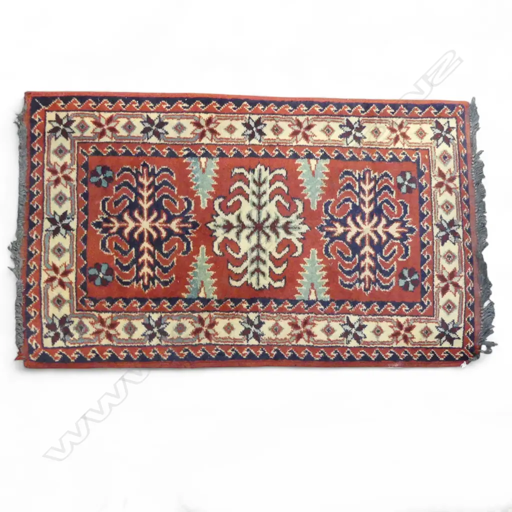 HAND KNOTTED ALL WOOL SMALL RUG 1000x610mm Image 1++