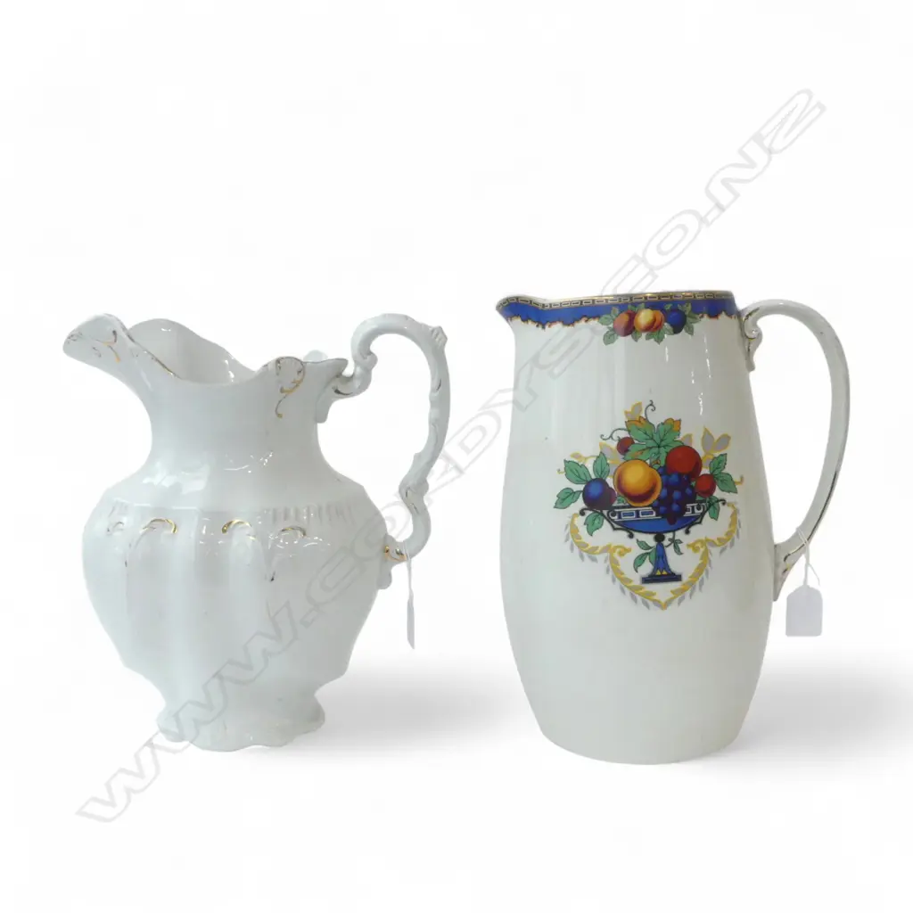 VINTAGE CHAMBER JUG & TALL WILTON WARE PITCHER, H.300mm Image 1++