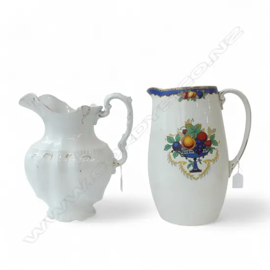 VINTAGE CHAMBER JUG & TALL WILTON WARE PITCHER, H.300mm