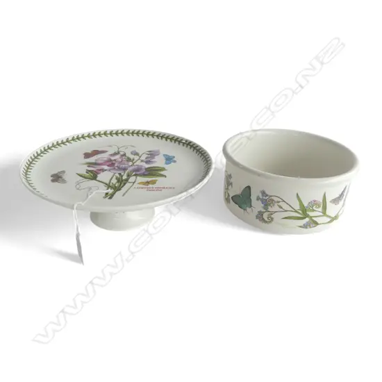 2 PCES PORTMEIRION; BOWL 195mm dia & CAKE STAND 255mm dia