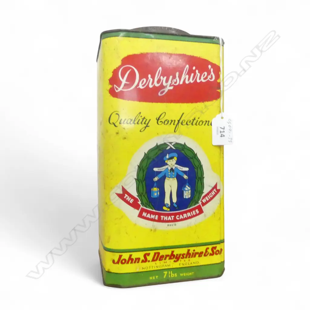    VINTAGE DERBYSHIRE’S '7LBS' CONFECTIONERY TIN H300mm Image 1++