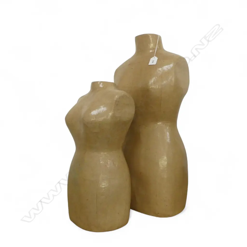 2 PAPIER-MÂCHÉ FEMALE TORSO MANNEQUINS H600mm Image 1++