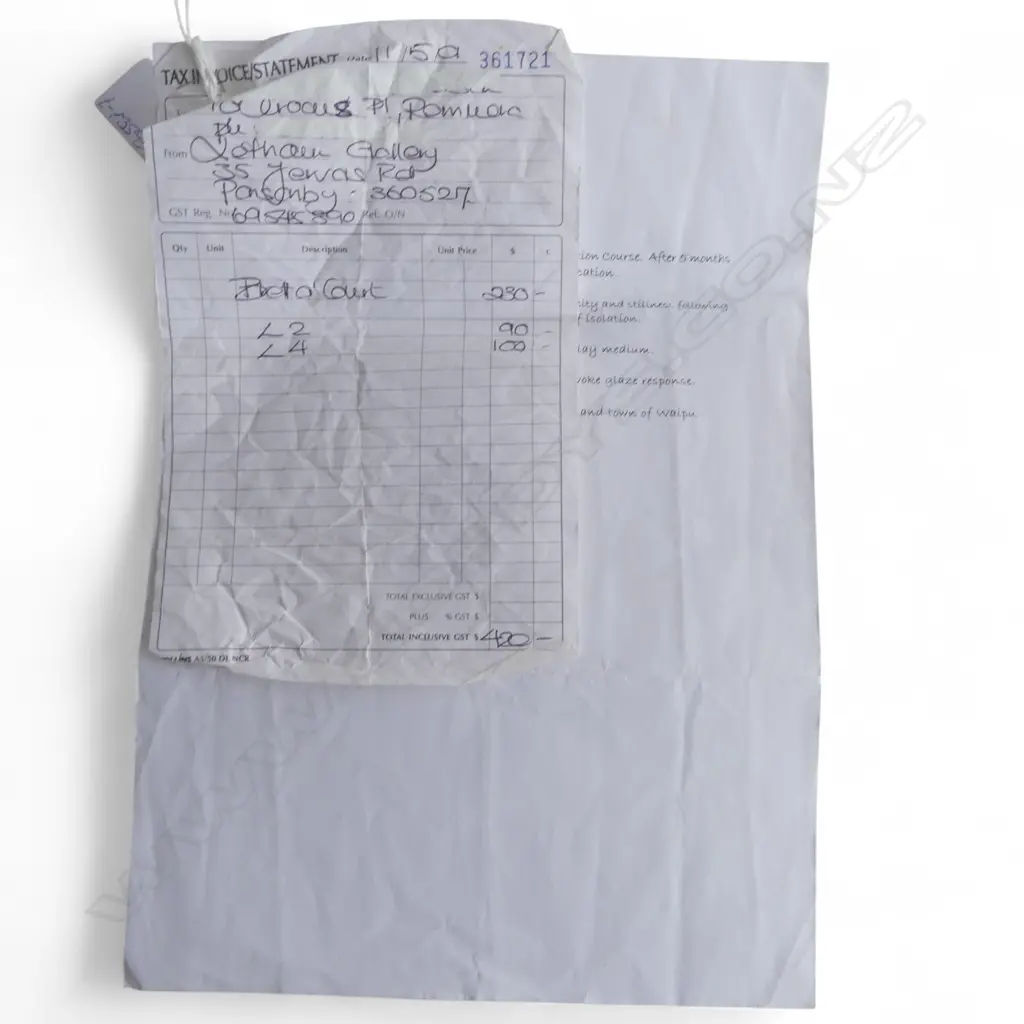 2 PCES N.Z. STUDIO POTTERY by BRETT A'COURT; WALLHANGING H.220mm + CANDELABRA H.400mm w. receipt Image 1++