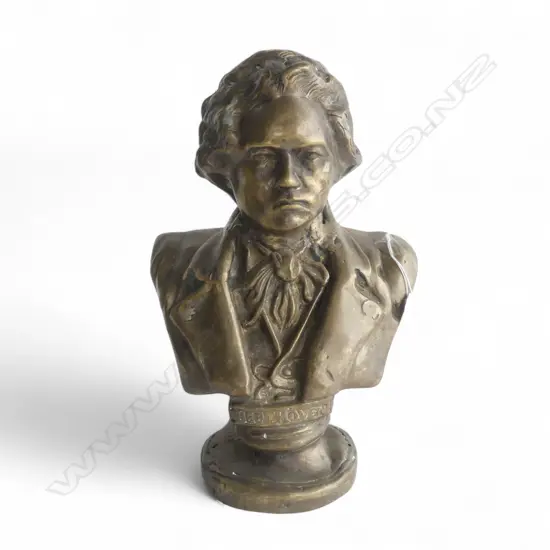 late 20thC BRONZE BUST OF the composer BEETHOVEN. H.310mm