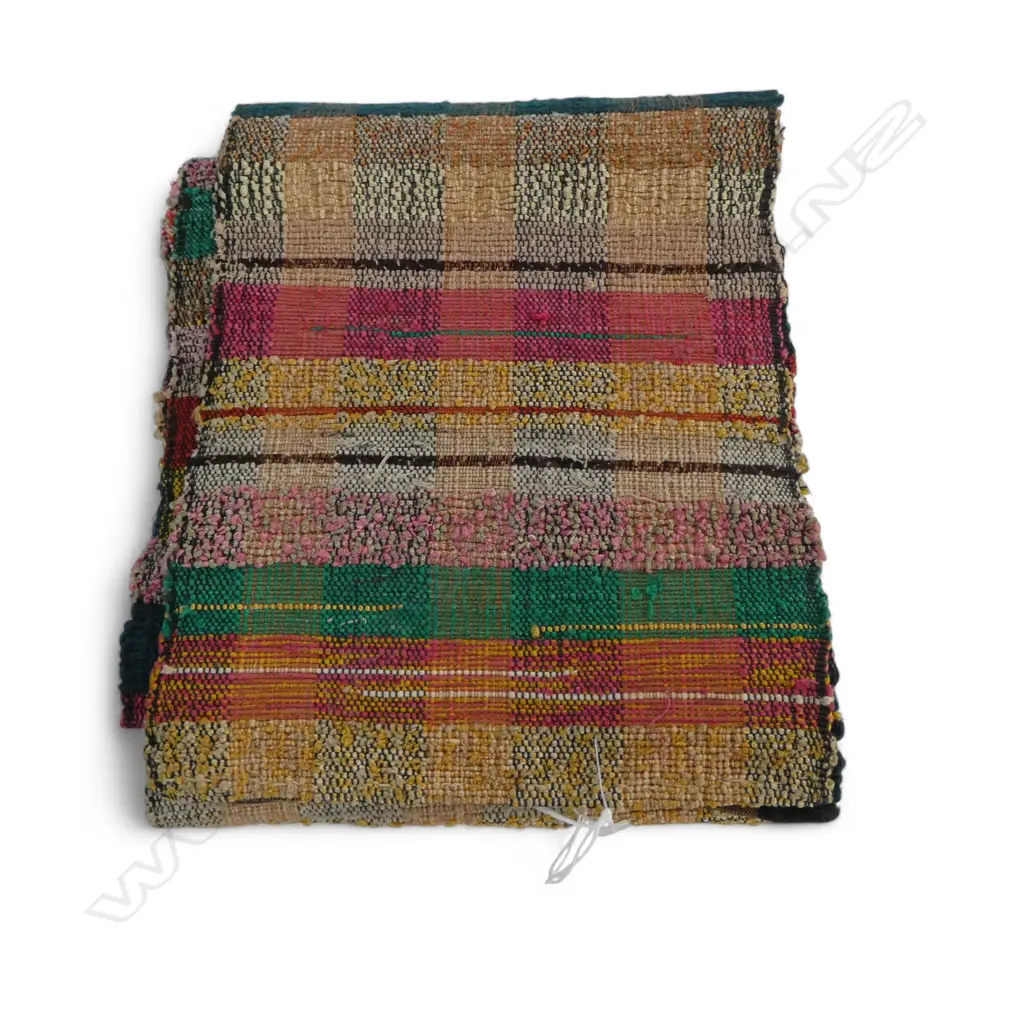 VINTAGE JAPANESE SILK 'SAKE-ORI' RAG WEAVE FABRIC LENGTH 3.5m X 180mm Image 1++