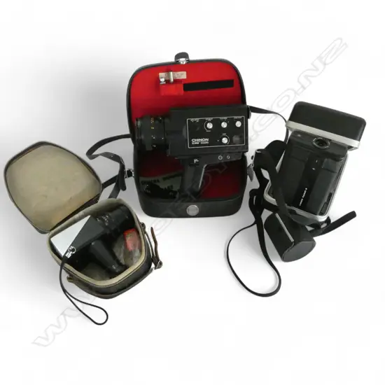 3 VINTAGE CASED CAMERAS; ASAHI PENTAC SPOT, CHINON XL555 & CHINON POCKET-8