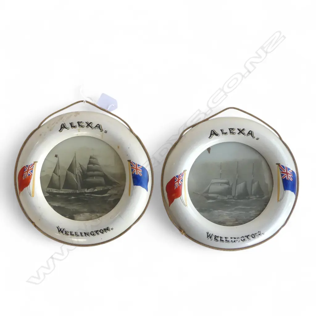 PR LIFE RING PHOTOFRAMES OF SHIP ALEXA, WRECKED 1901 245mm dia overall 1 w. GLASS BROKEN Image 1++