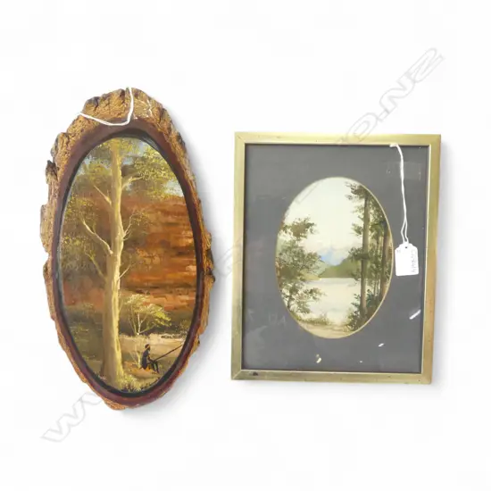 2 ARTWORKS; RENA SWIFT 'LAKE GUNN' WC 175x125mm, HUGH SYMONDS, GUM, OIL ON WOOD