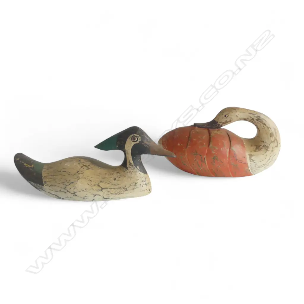 2 WOODEN DUCK DECOYS L.360mm Image 1++