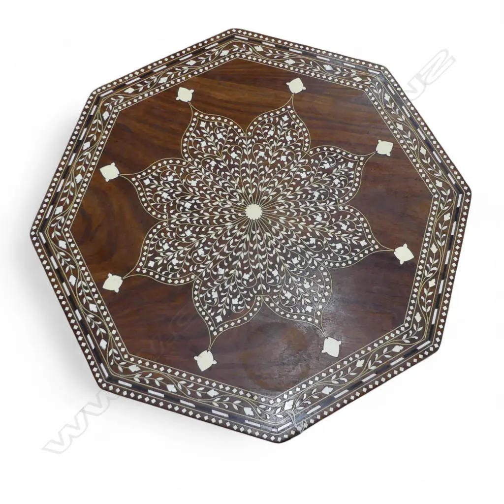 INDIAN OCTAGONAL MoP INLAID HOSHIARPUR TABLE H440x440mm disassembles Image 1++