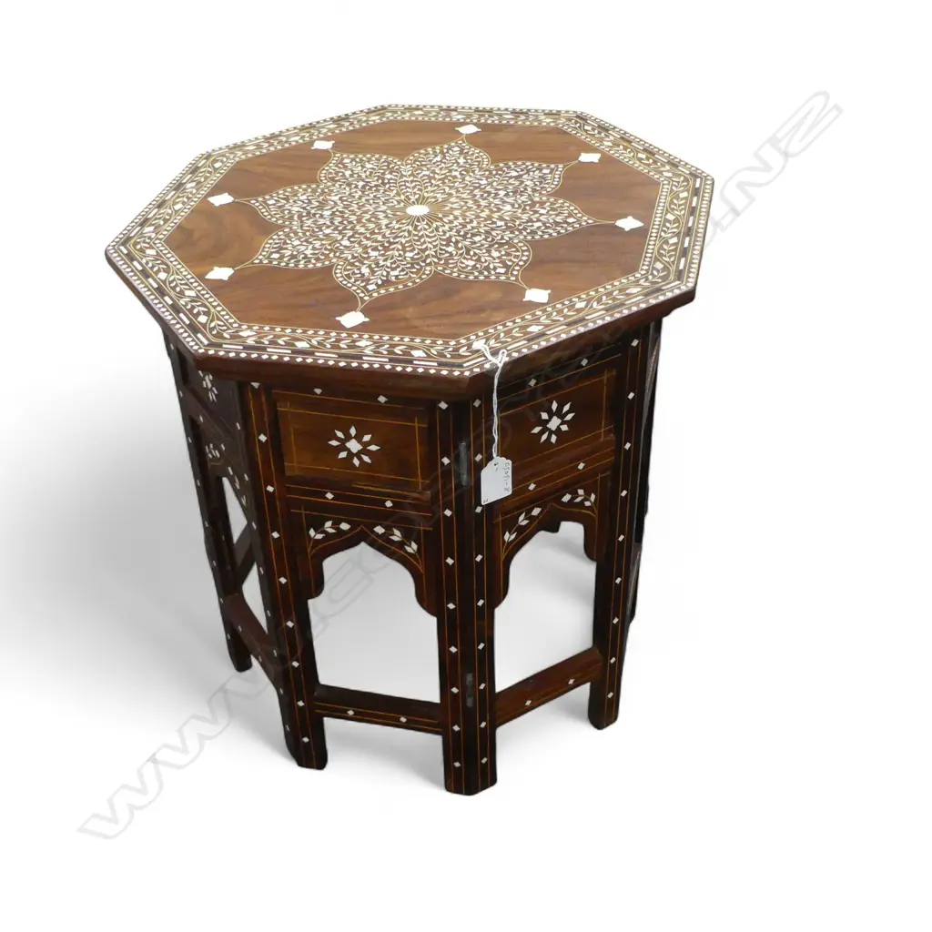 INDIAN OCTAGONAL MoP INLAID HOSHIARPUR TABLE H440x440mm disassembles Image 1++