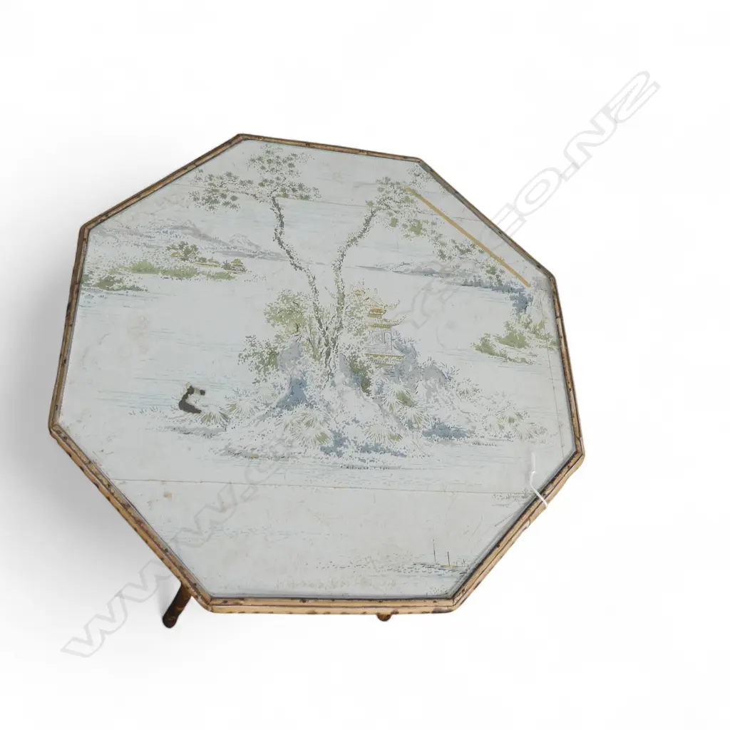 VINTAGE MOTTLED BAMBOO HALL TABLE 565x740mm Image 1++