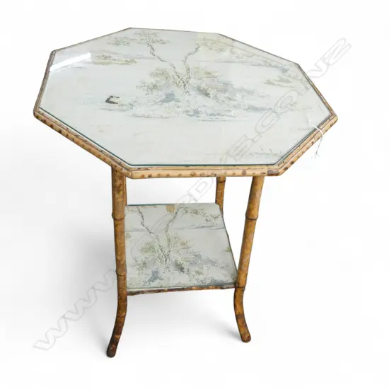 VINTAGE MOTTLED BAMBOO HALL TABLE 565x740mm