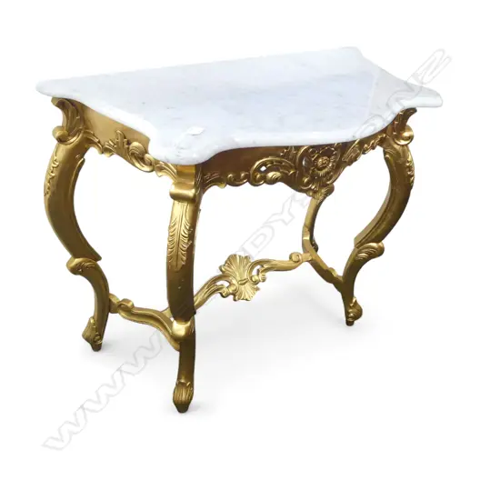 GILT WOOD & MARBLE FRENCH STYLE CONSOLE TABLE 1000x465x800mm