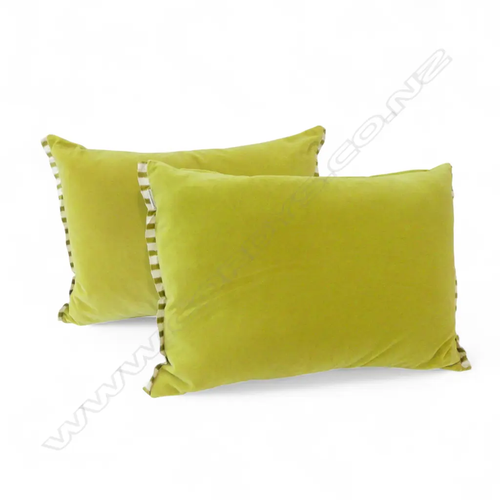 2 DESIGNERS GUILD GREEN VELVET CUSHIONS 600x430mm Image 1++