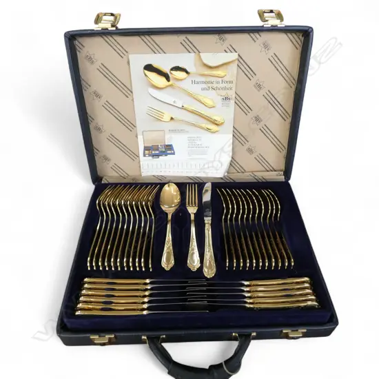 CASED SOLINGEN 24CT GP CUTLERY SET