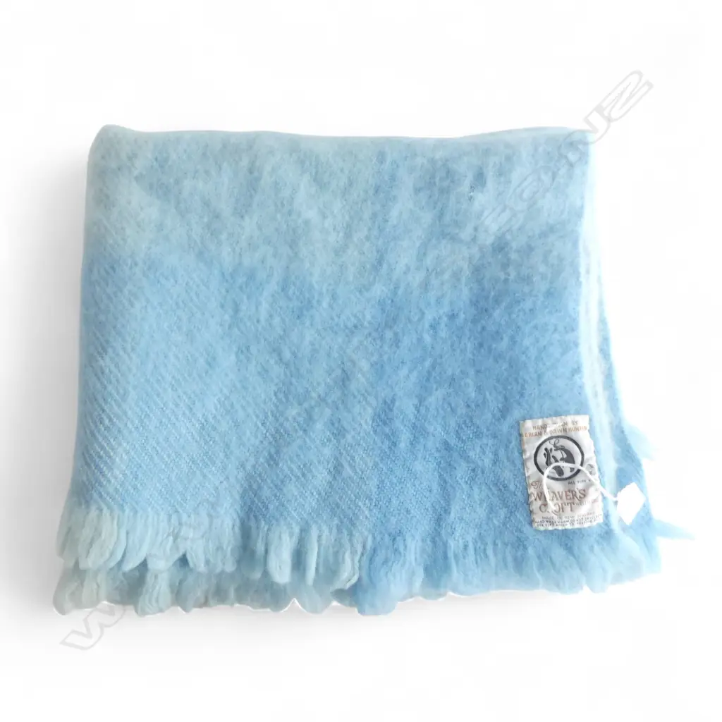PURE BLUE WOOL 'WEAVERS CROFT' BLANKET, HANDWOVEN BY BRIAN & DAWN HUNTER 1220x830mm Image 1++