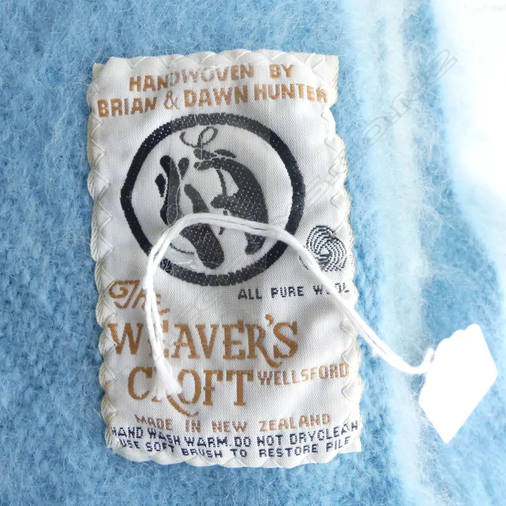 PURE BLUE WOOL 'WEAVERS CROFT' BLANKET, HANDWOVEN BY BRIAN & DAWN HUNTER 1220x830mm Image 1++