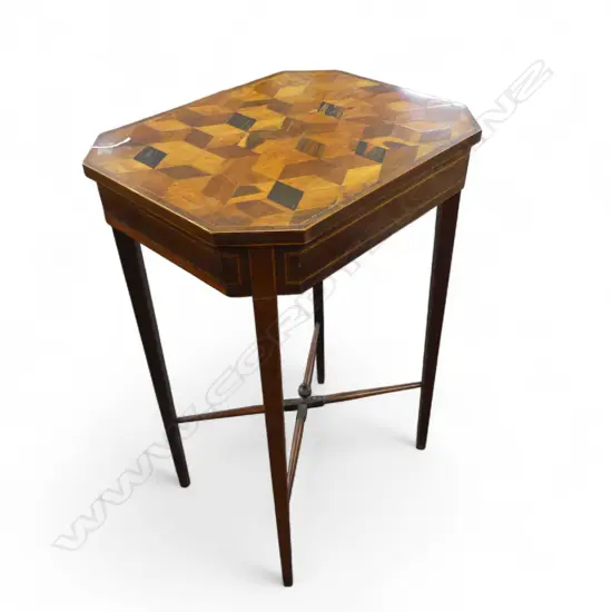 ANTIQUE INLAID SEWING TABLE 505x400x740mm