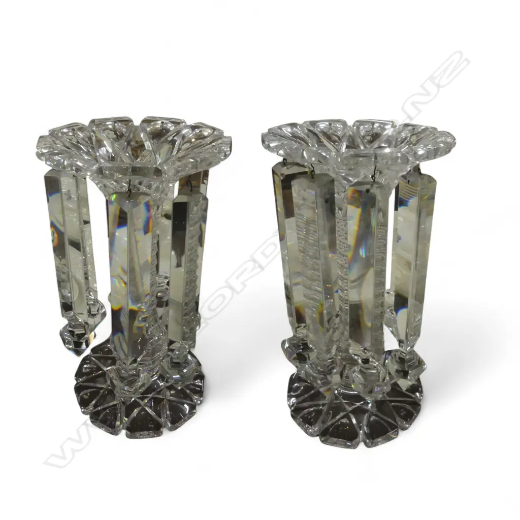 PR VICTORIAN CRYSTAL LUSTRES H.305mm, CHIPS AND SOME ITEMS MISSING Image 1++