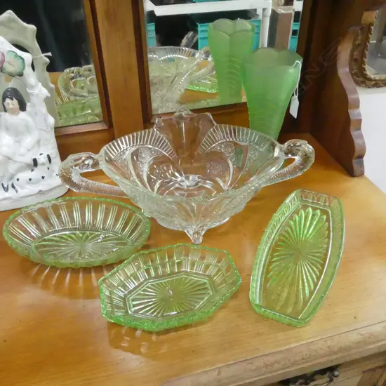 5 PCES DEPRESSION GLASS H.210mm