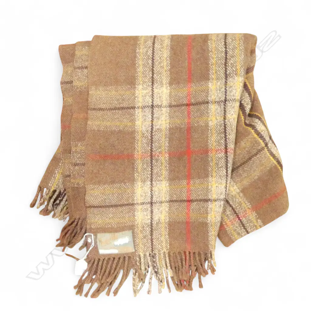 VINTAGE 'MOSGIEL RUG ALL WOOL MADE AT MOSGIEL MILLS DUNEDIN NZ' TRAVEL RUG / BLANKET. Labelled Image 1++