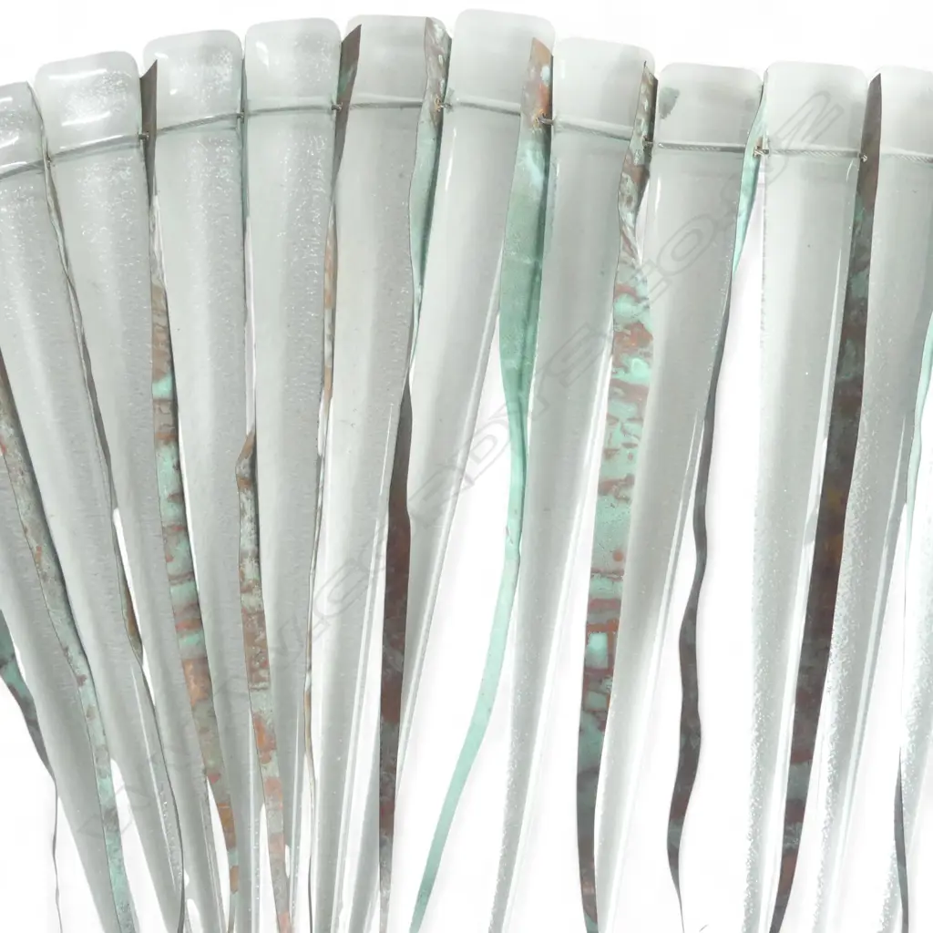 JENNY MCLEOD, SPIKEY WITH FLAX, MIXED MEDIA GLASS, COPPER, WIRE & FLAX, W.580mm purchased from Letham Gallery Image 1++