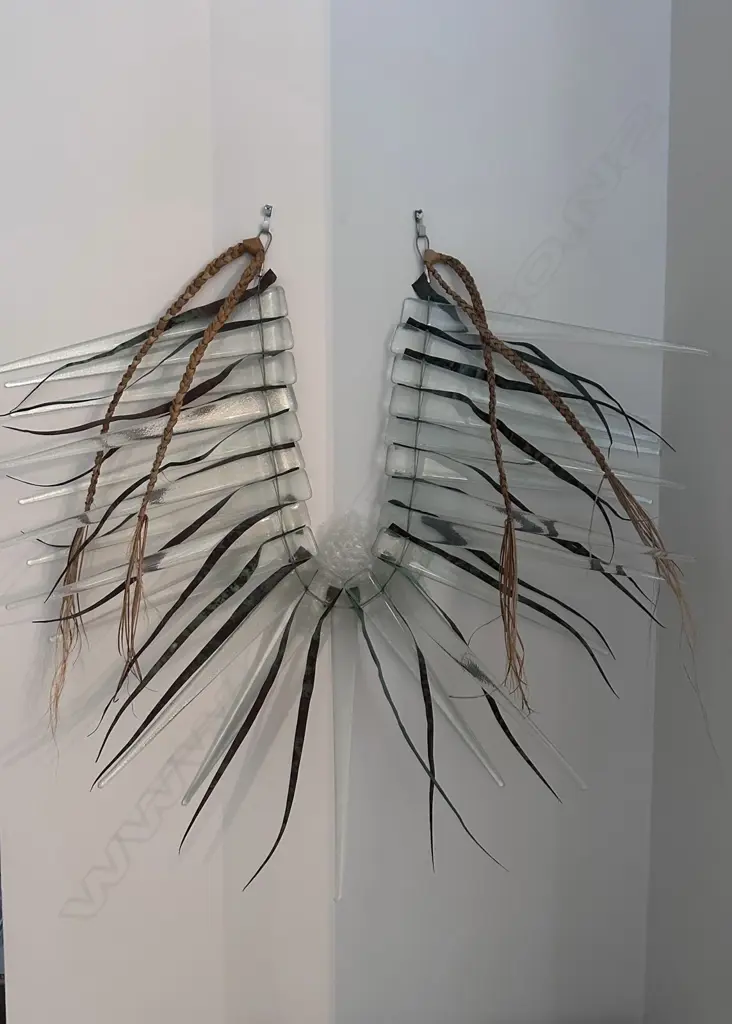 JENNY MCLEOD, SPIKEY WITH FLAX, MIXED MEDIA GLASS, COPPER, WIRE & FLAX, W.580mm purchased from Letham Gallery Image 1++
