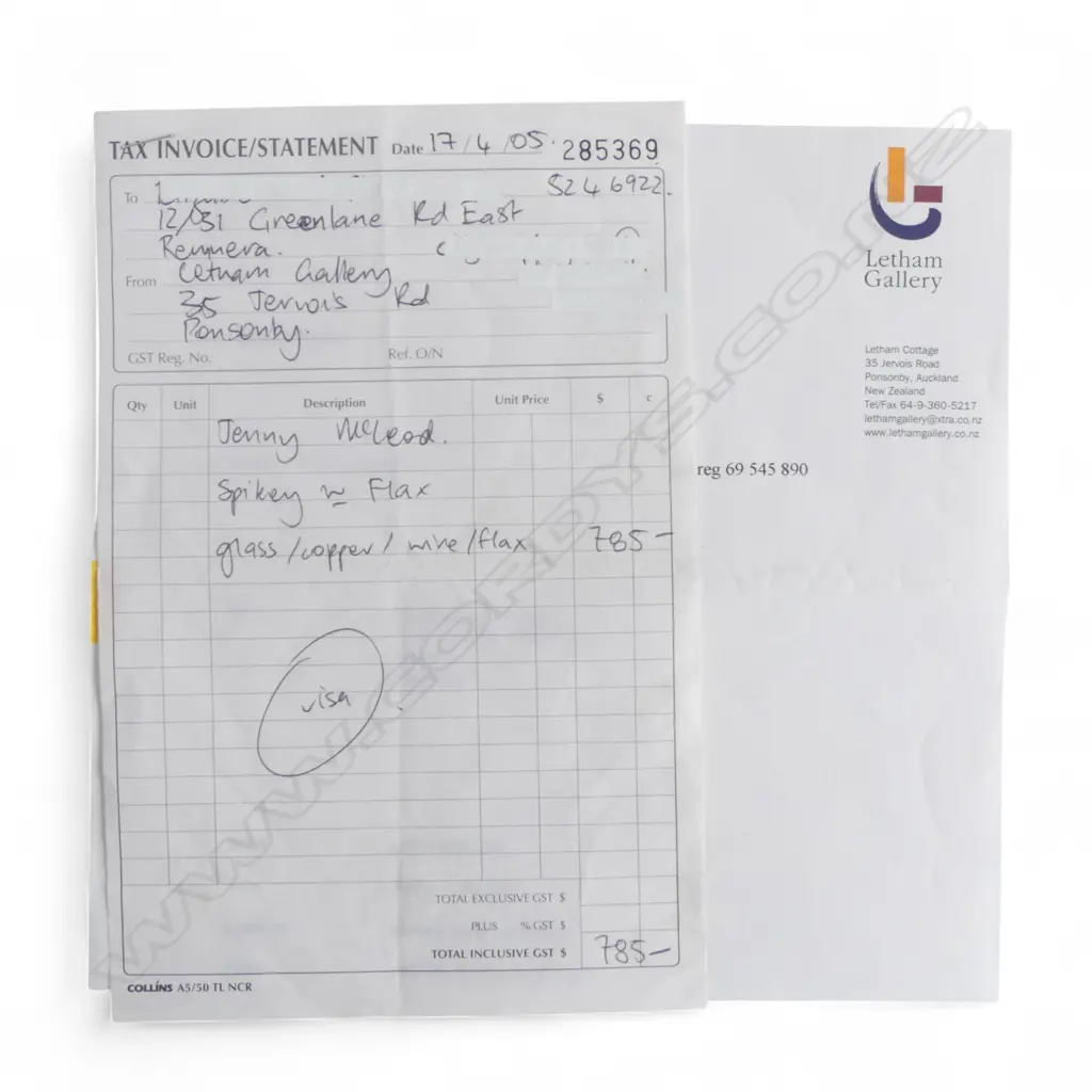 JENNY MCLEOD, SPIKEY WITH FLAX, MIXED MEDIA GLASS, COPPER, WIRE & FLAX, W.580mm purchased from Letham Gallery Image 1++