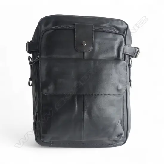 BLACK LEATHER BACKPACK H.390mm