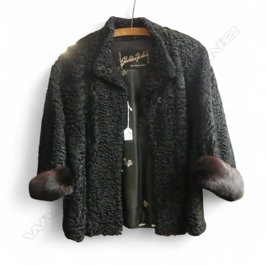 VINTAGE ASTRAKHAN JACKET, CUFFS w. FUR TRIM Image 1++
