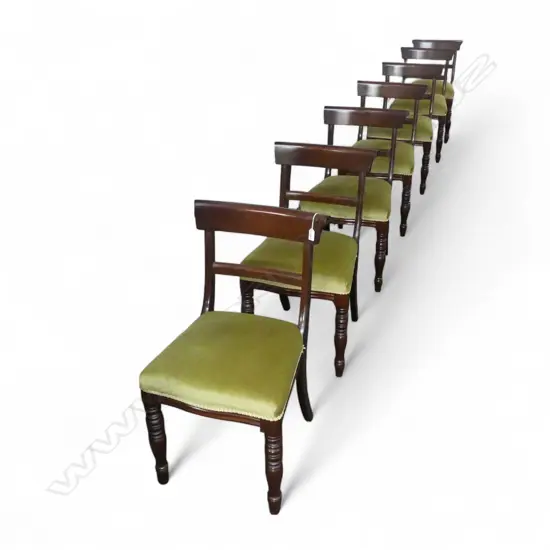20thC William IV style set 7 blade back dining chairs