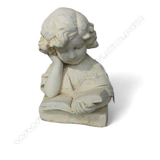 CONCRETE GARDEN BUST; GIRL READING H.300mm